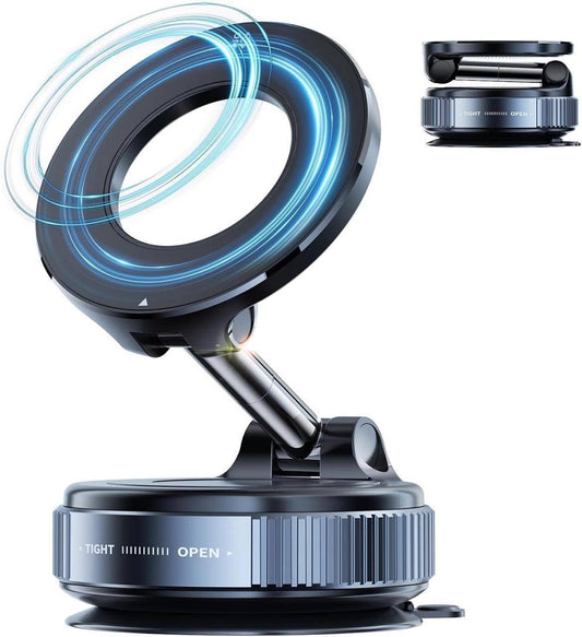 Magnetic Phone Holder - 360° Vacuum Suction Cup Mount for Car, Gym, Mirror, Shower – Foldable Adjustable Stand – Universal Mobile Holder Compatible with All Phones